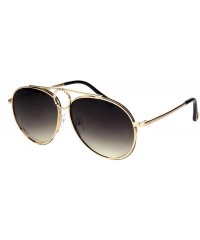 Aviator Unisex Ring Jewel Luxury Designer Fashion Pilots Metal Rim Sunglasses - Gold Brown - CF18KHIY8YS $13.87