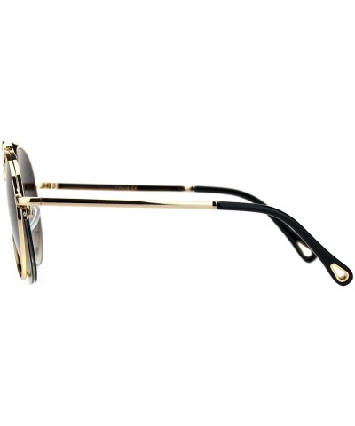 Aviator Unisex Ring Jewel Luxury Designer Fashion Pilots Metal Rim Sunglasses - Gold Brown - CF18KHIY8YS $13.87