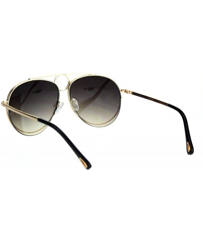 Aviator Unisex Ring Jewel Luxury Designer Fashion Pilots Metal Rim Sunglasses - Gold Brown - CF18KHIY8YS $13.87