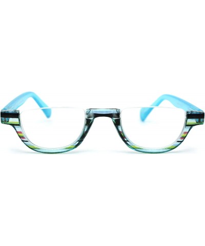 Oval Womens Plastic Upside Down Spring Hinge Crop Top Reading Glasses - Teal - CG1962WODAT $18.16