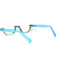 Oval Womens Plastic Upside Down Spring Hinge Crop Top Reading Glasses - Teal - CG1962WODAT $11.94