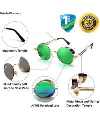 Goggle Gothic Steampunk Polarized Sunglasses For Men Women UV Sunglasses Metal Full Frame - Golden Frame/Green Lens - CO185UZ...