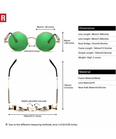 Goggle Gothic Steampunk Polarized Sunglasses For Men Women UV Sunglasses Metal Full Frame - Golden Frame/Green Lens - CO185UZ...