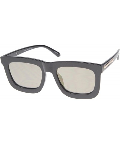 Wayfarer High Fashion Horn Rimmed Flash Mirror Flat Lens Bold Square Sunglasses 65mm - Black-gold / Brown Mirror - CB128BMNSD...