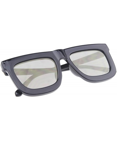 Wayfarer High Fashion Horn Rimmed Flash Mirror Flat Lens Bold Square Sunglasses 65mm - Black-gold / Brown Mirror - CB128BMNSD...