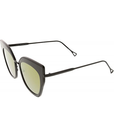 Cat Eye Oversize Slim Metal Nose Bridge Square Colored Mirror Lens Pointed Cat Eye Sunglasses 58mm - CO188HDR9DM $22.49