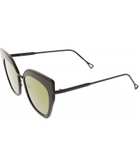 Cat Eye Oversize Slim Metal Nose Bridge Square Colored Mirror Lens Pointed Cat Eye Sunglasses 58mm - CO188HDR9DM $11.98