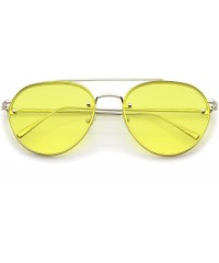 Rimless Modern Slim Temples Brow Bar Rimless Colored Flat Lens Aviator Sunglasses 59mm - Silver / Yellow - CO12MZ7UMG1 $14.36
