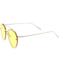 Rimless Modern Slim Temples Brow Bar Rimless Colored Flat Lens Aviator Sunglasses 59mm - Silver / Yellow - CO12MZ7UMG1 $14.36