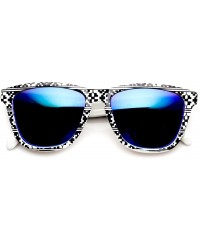 Wayfarer Native Print Color Mirror Lens Keyhole Bridge Horn Rimmed Sunglasses - Midnight - CN11N9M8Y33 $20.91