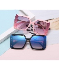 Oversized Vintage Retro Oversized Square Sunglasses Fashion Diamond Decoration Gradient Sun Glasses Female UV400 Shades - CB1...