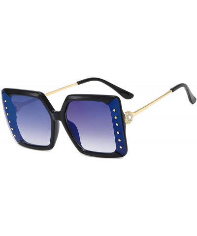 Oversized Vintage Retro Oversized Square Sunglasses Fashion Diamond Decoration Gradient Sun Glasses Female UV400 Shades - CB1...