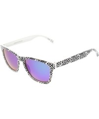 Wayfarer Native Print Color Mirror Lens Keyhole Bridge Horn Rimmed Sunglasses - Midnight - CN11N9M8Y33 $20.91