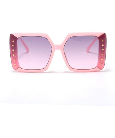 Oversized Vintage Retro Oversized Square Sunglasses Fashion Diamond Decoration Gradient Sun Glasses Female UV400 Shades - CB1...