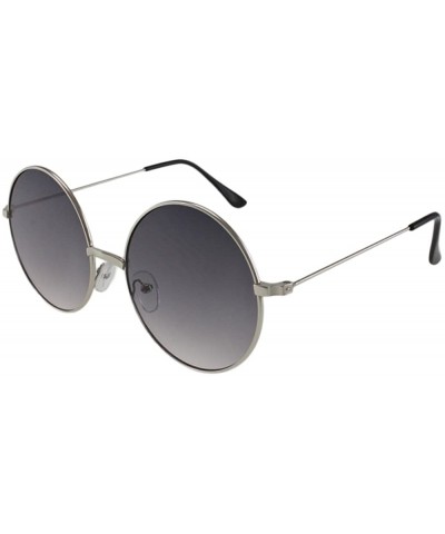 Round Enzo - Round Metal Sunglasses with Microfiber Pouch - Silver / Smoke - CD187U0WGWU $23.17