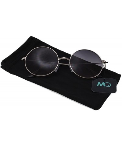 Round Enzo - Round Metal Sunglasses with Microfiber Pouch - Silver / Smoke - CD187U0WGWU $14.83