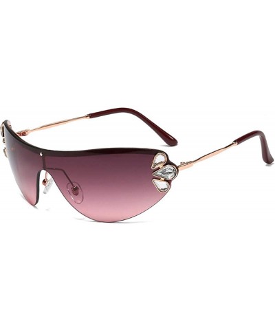 Oversized Retro Wrap sunglasses for women Diamond sunglasses oversized sunglasses UV400 Provection - 1 - CL1907RIC7C $32.43