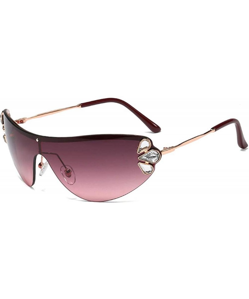 Oversized Retro Wrap sunglasses for women Diamond sunglasses oversized sunglasses UV400 Provection - 1 - CL1907RIC7C $20.16