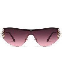 Oversized Retro Wrap sunglasses for women Diamond sunglasses oversized sunglasses UV400 Provection - 1 - CL1907RIC7C $20.16