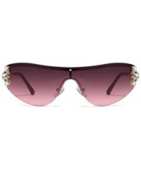 Oversized Retro Wrap sunglasses for women Diamond sunglasses oversized sunglasses UV400 Provection - 1 - CL1907RIC7C $20.16