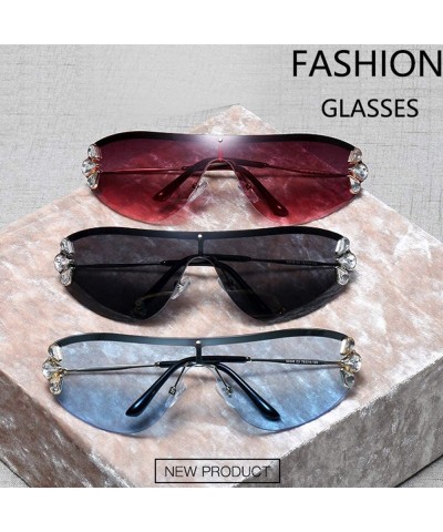 Oversized Retro Wrap sunglasses for women Diamond sunglasses oversized sunglasses UV400 Provection - 1 - CL1907RIC7C $20.16