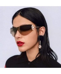 Oversized Retro Wrap sunglasses for women Diamond sunglasses oversized sunglasses UV400 Provection - 1 - CL1907RIC7C $20.16