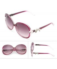 Oval Retro Classic Leopard Sunglasses for Women PC Resin UV 400 Protection Sunglasses - Transparent Purple - CD18T645G98 $11.85