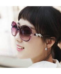 Oval Retro Classic Leopard Sunglasses for Women PC Resin UV 400 Protection Sunglasses - Transparent Purple - CD18T645G98 $11.85