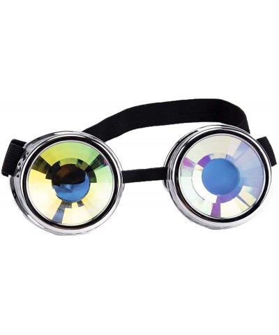 Sport Kaleidoscope Rave Goggles Steampunk Glasses with Rainbow Crystal Glass Lens - Silver-new Arrival - C118IDZCN9D $21.93
