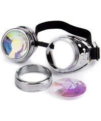 Sport Kaleidoscope Rave Goggles Steampunk Glasses with Rainbow Crystal Glass Lens - Silver-new Arrival - C118IDZCN9D $12.45