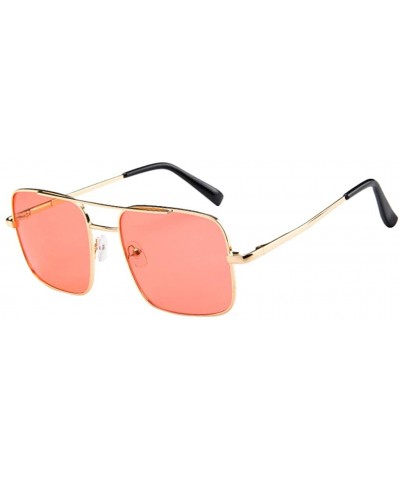 Round Retro Oversized Sunglasses for Women Men Trendy Square Metal Frame Non Polarized Lenses Sun Glasses - CM199GSZD52 $10.61