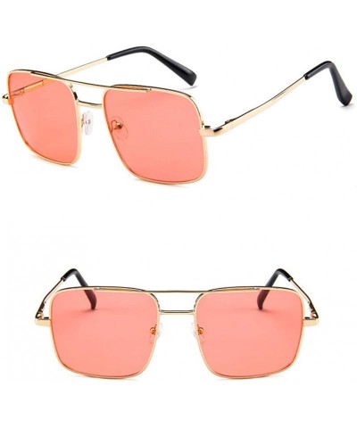 Round Retro Oversized Sunglasses for Women Men Trendy Square Metal Frame Non Polarized Lenses Sun Glasses - CM199GSZD52 $10.61