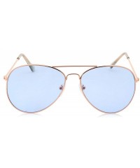 Aviator Slim Modern Color Tone Metal Aviator Sunglasses - Blue - CD18KNR8SLQ $12.55