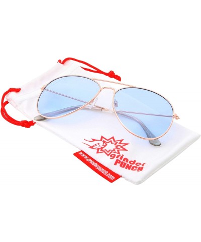 Aviator Slim Modern Color Tone Metal Aviator Sunglasses - Blue - CD18KNR8SLQ $12.55