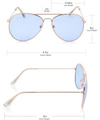 Aviator Slim Modern Color Tone Metal Aviator Sunglasses - Blue - CD18KNR8SLQ $12.55