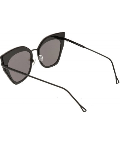 Cat Eye Oversize Slim Metal Nose Bridge Square Colored Mirror Lens Pointed Cat Eye Sunglasses 58mm - CO188HDR9DM $11.98