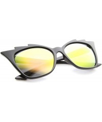 Cat Eye Womens Fashion Jagged Edge Staggered Flash Mirror Lens Cat Eye Sunglasses - Black / Gold-pink - CA12BPKIROB $7.99