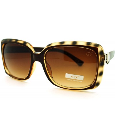 Square Women's Square Frame Designer Fashion Sunglasses - Brown Tort - CZ11LJ8JQ3V $19.59