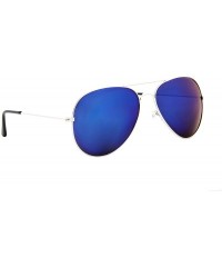 Aviator Vintage Mirror AVIATOR Sunglasses Metal Frame Double Bridge Trendy - Silver Frame/ Mirror Blue Lens - CX18G29AL67 $8.67