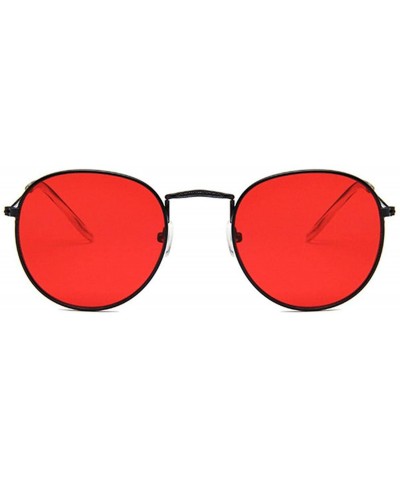 Round Retro Round Sunglasses Women Er Red Yellow Sun Glasses Alloy Frame Mirror Sunglass Female Shades - Red - CH198AHNY36 $2...