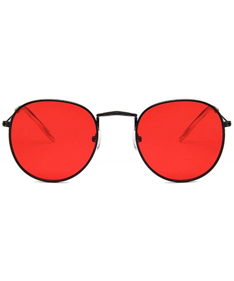 Round Retro Round Sunglasses Women Er Red Yellow Sun Glasses Alloy Frame Mirror Sunglass Female Shades - Red - CH198AHNY36 $3...