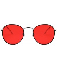 Round Retro Round Sunglasses Women Er Red Yellow Sun Glasses Alloy Frame Mirror Sunglass Female Shades - Red - CH198AHNY36 $3...