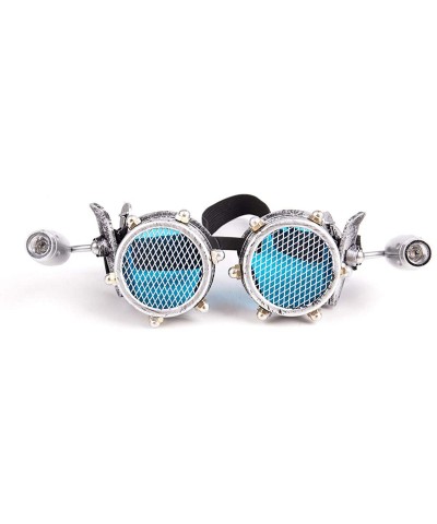 Goggle Steampunk Kaleidoscope Goggles Rainbow or Barbed Wire Lens - Silver3- Mesh Lens With Light - C218IHUO7OW $10.60