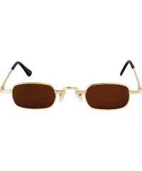 Rectangular Vintage Slender Square Sunglasses Retro Small Metal Frame Candy Colors - Brown - CK18UL6LONT $8.78