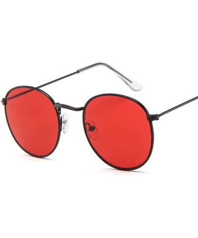 Round Retro Round Sunglasses Women Er Red Yellow Sun Glasses Alloy Frame Mirror Sunglass Female Shades - Red - CH198AHNY36 $3...