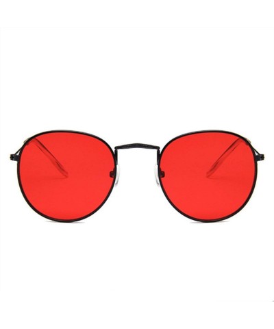 Round Retro Round Sunglasses Women Er Red Yellow Sun Glasses Alloy Frame Mirror Sunglass Female Shades - Red - CH198AHNY36 $3...