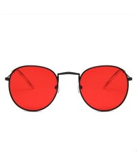 Round Retro Round Sunglasses Women Er Red Yellow Sun Glasses Alloy Frame Mirror Sunglass Female Shades - Red - CH198AHNY36 $3...