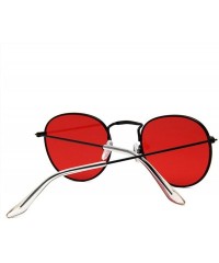 Round Retro Round Sunglasses Women Er Red Yellow Sun Glasses Alloy Frame Mirror Sunglass Female Shades - Red - CH198AHNY36 $3...