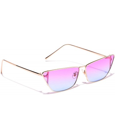 Oval Women's Cateye Sunglasses Metal Gold Frame - Gold - CK18WLG7DTK $22.11