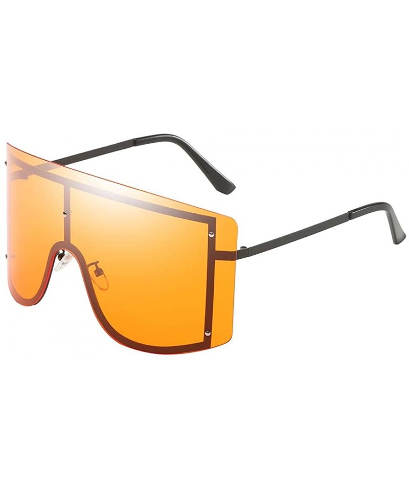 Wrap Oversized Sunglasses Vintage Retro Designer Shades for Women Men UV400 Glasses - CW18Z35664R $10.04